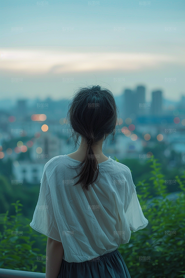 女生旅行背影户外人物摄影图