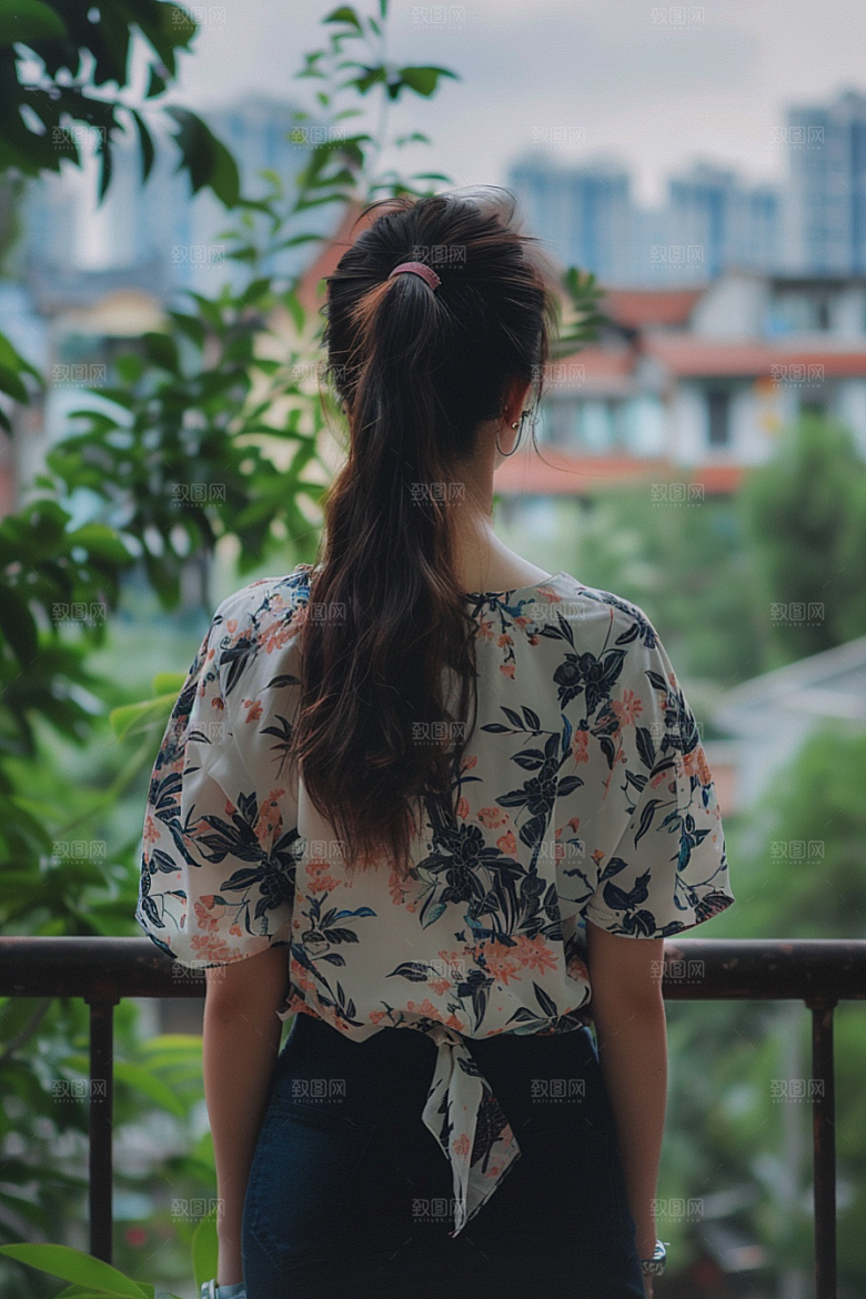 女生旅行背影自由行户外摄影图