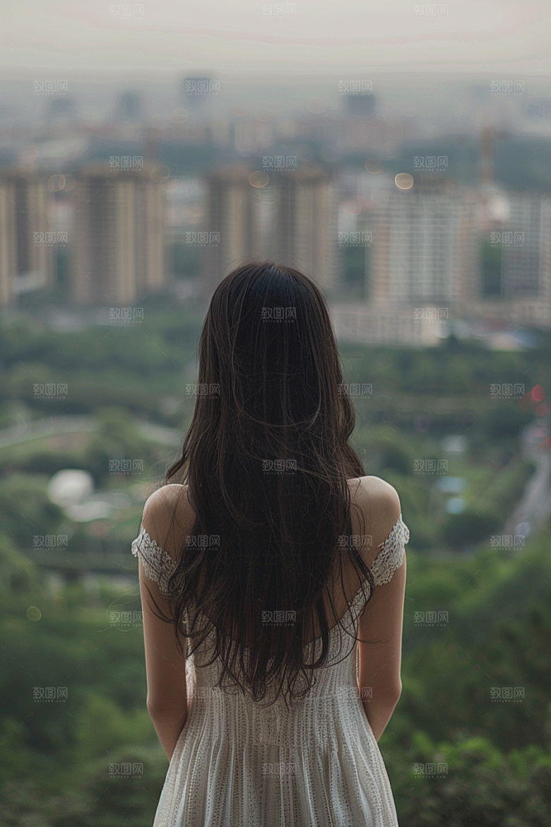 女生旅行背影唯美自由行摄影图