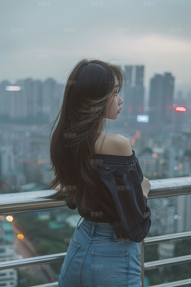 女生旅行背影风光自由行摄影图
