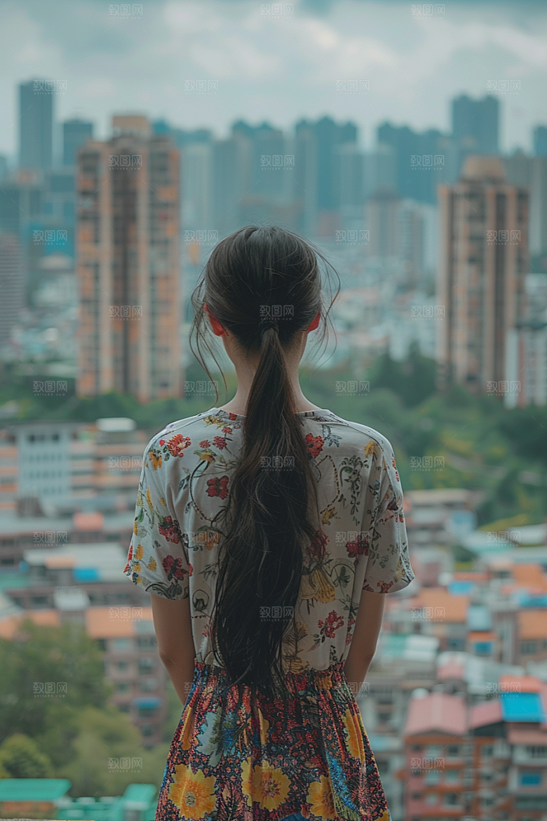 女生旅行背影自然高清摄影图
