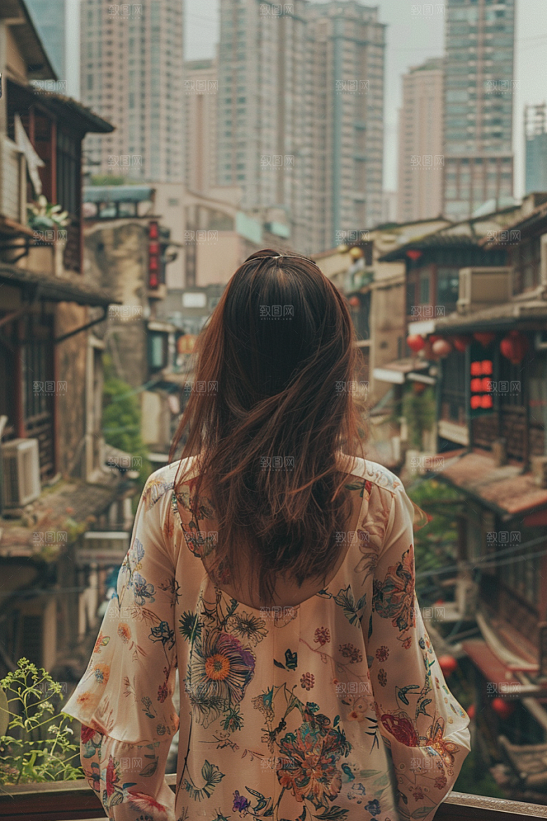 女生旅行背影辽阔旅游摄影图