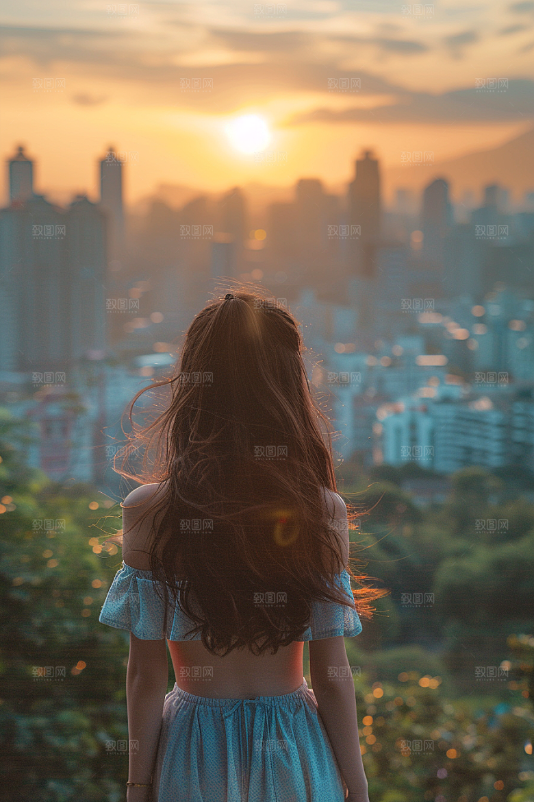 女生旅行背影辽阔旅游摄影图