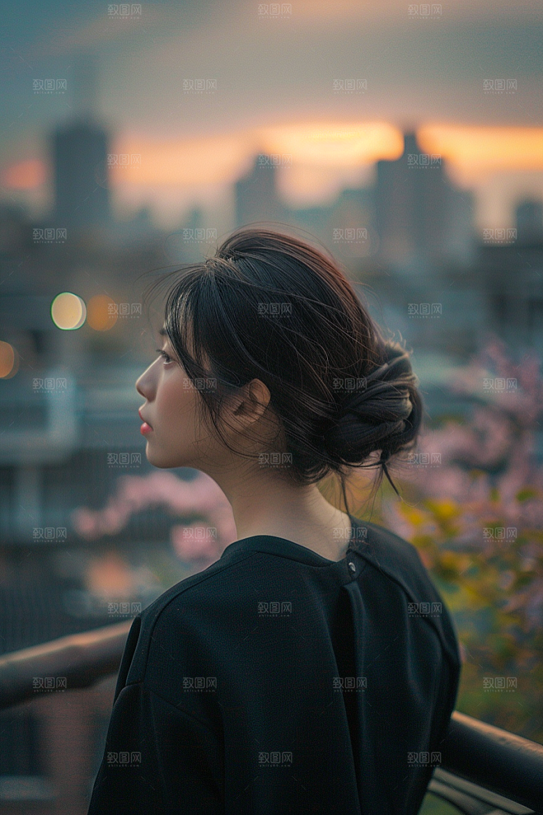 女生旅行背影户外旅游摄影图