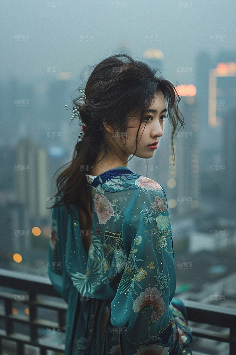 女生旅行背影自由行人物摄影图
