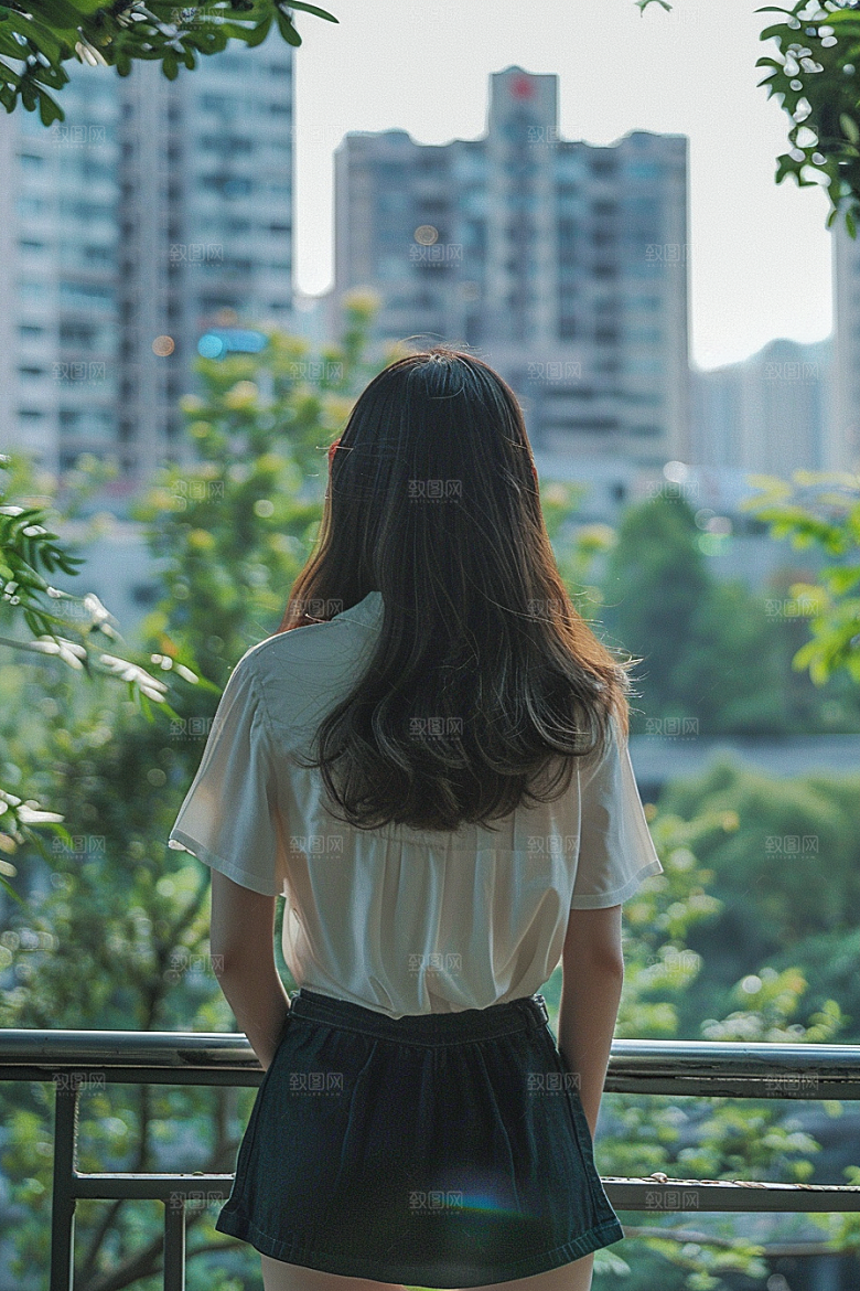 女生旅行背影户外高清摄影图