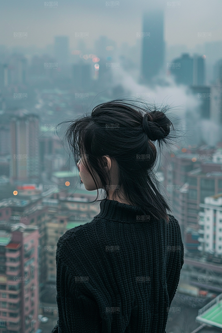 女生旅行背影探险旅游摄影图