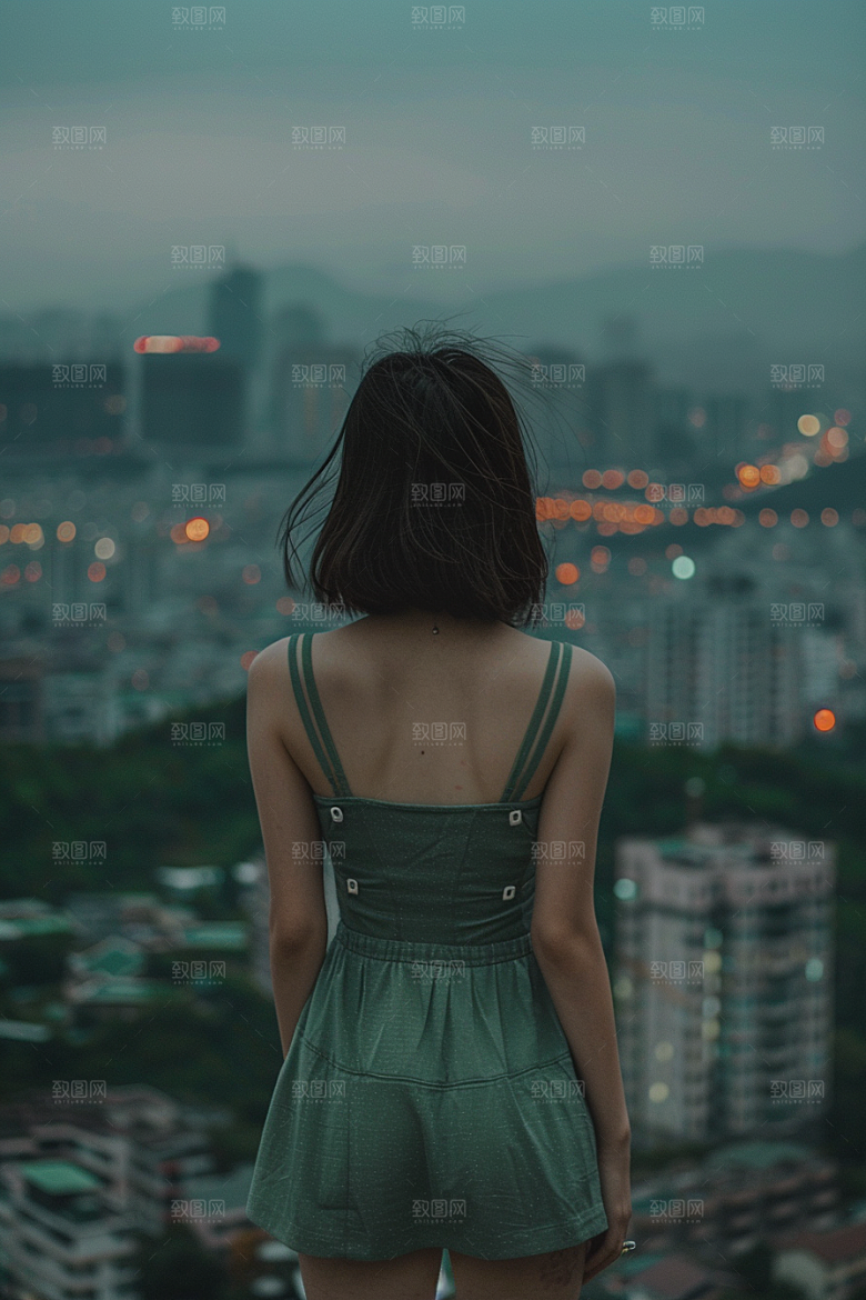 女生旅行背影自然高清摄影图