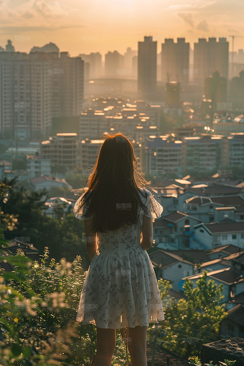 女生旅行背影唯美人物摄影图