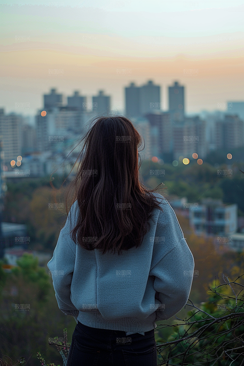 女生旅行背影风光自由行摄影图