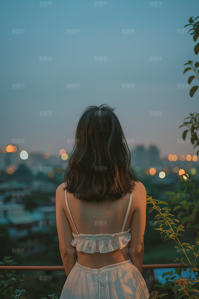 女生旅行背影自由行高清摄影图