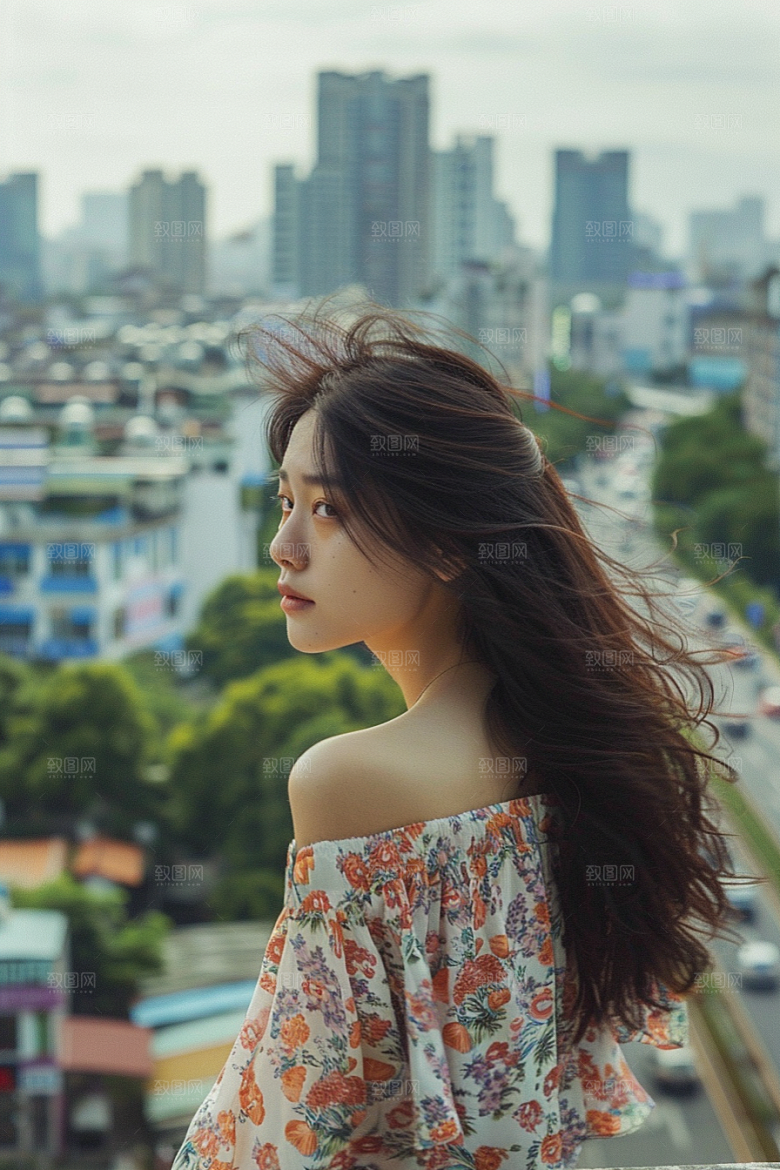 女生旅行背影高清人物摄影图