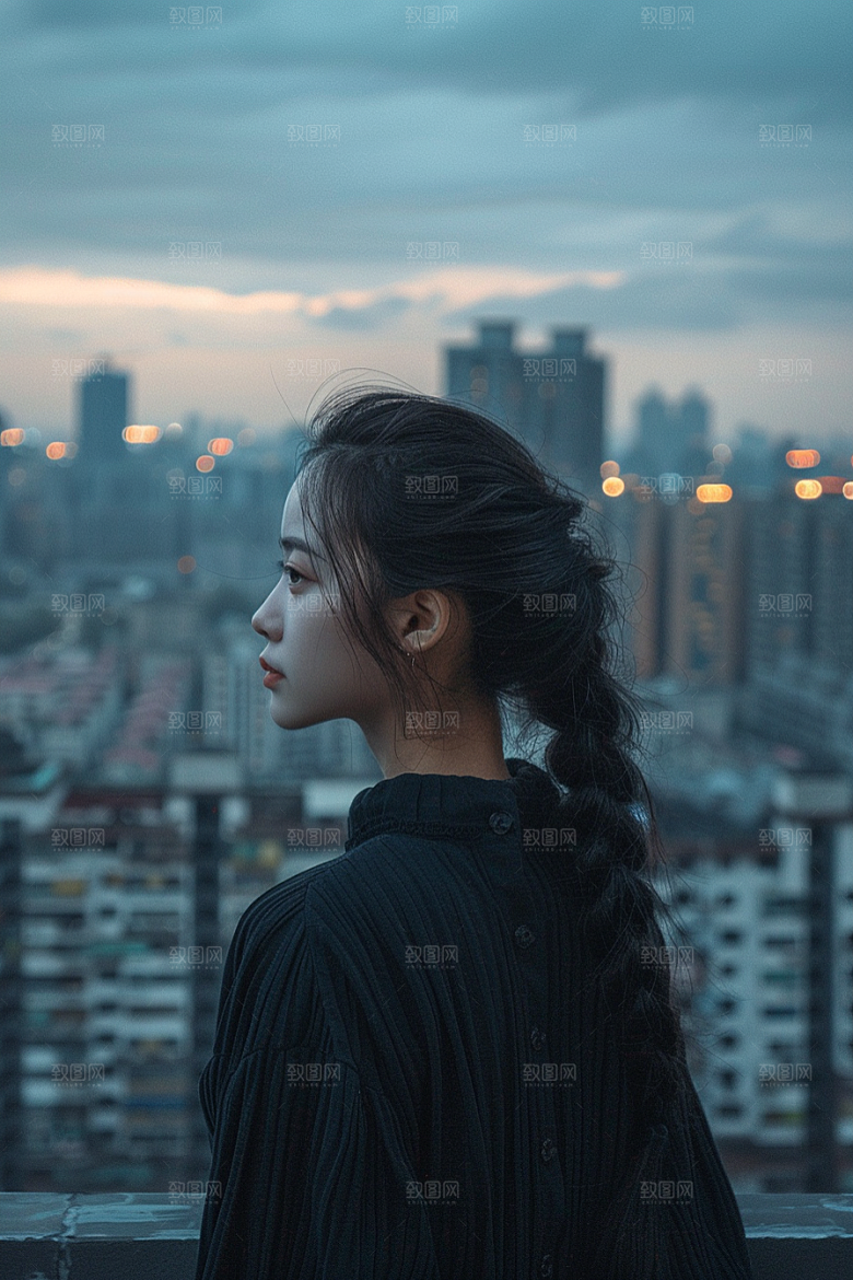 女生旅行背影徒步户外摄影图