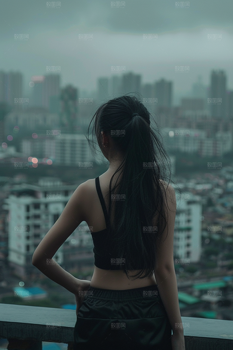 女生旅行背影探险人物摄影图