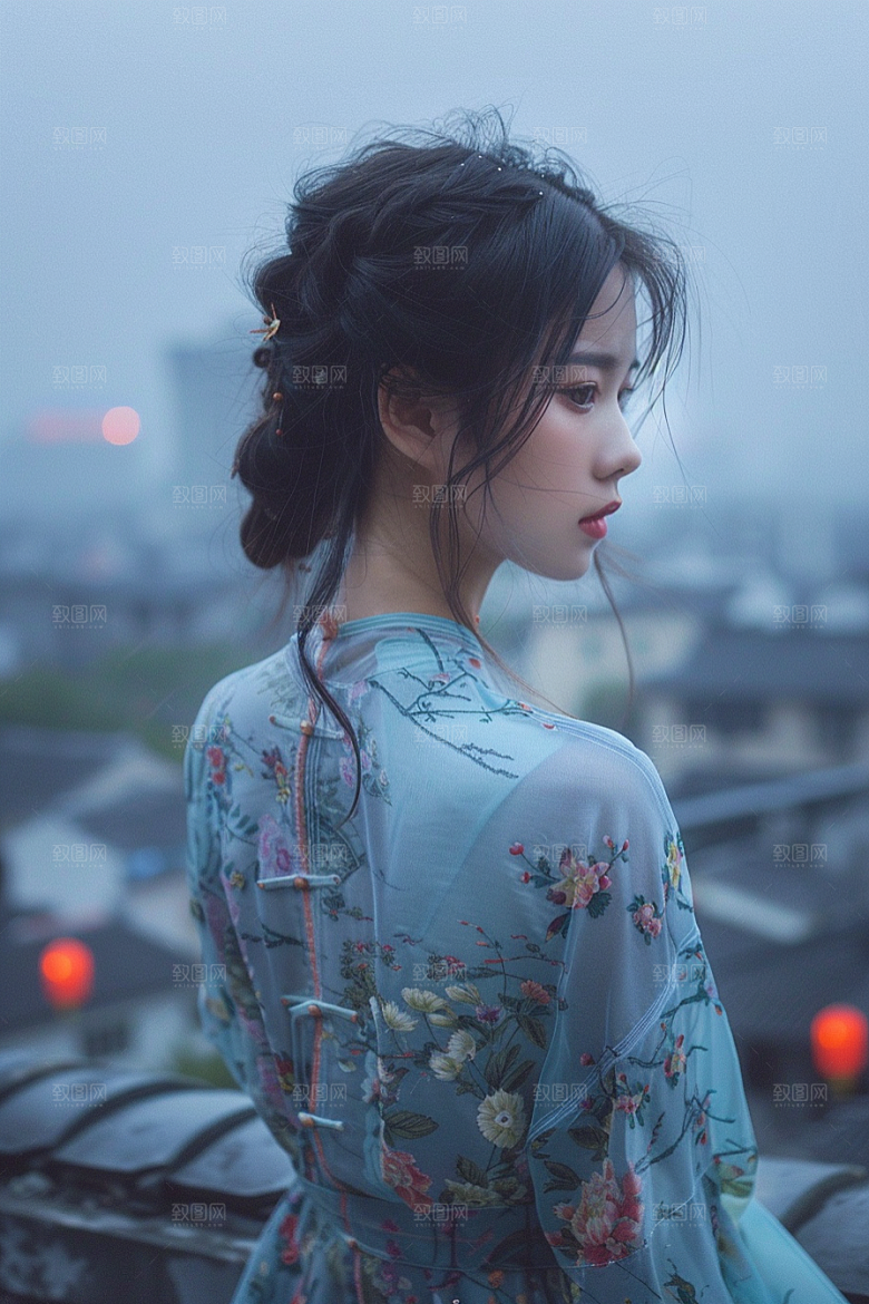 女生旅行背影旅游高清摄影图