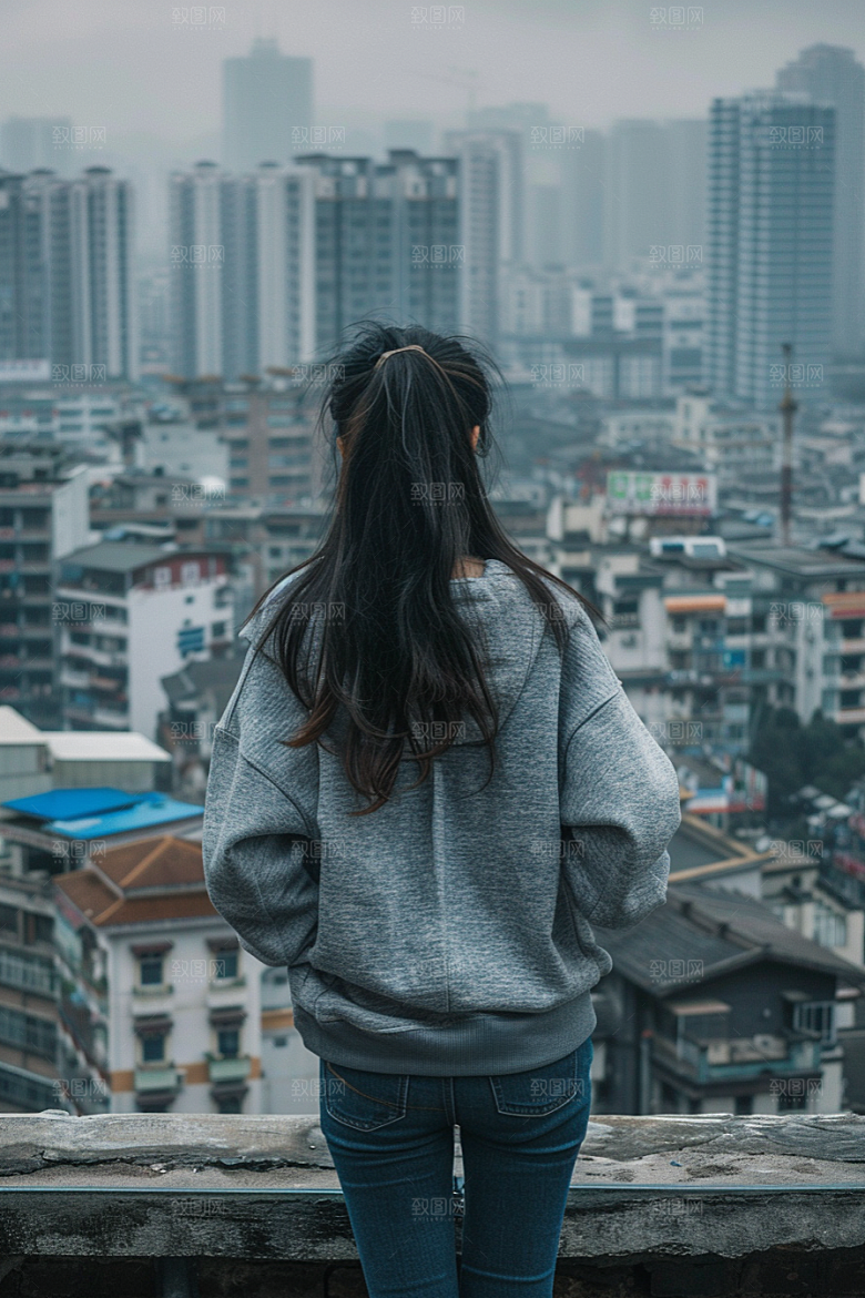 女生旅行背影户外人物摄影图