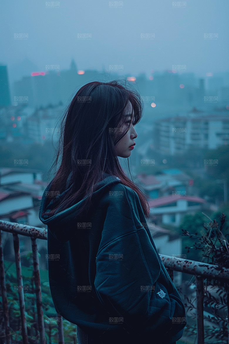 女生旅行背影自然风光摄影图