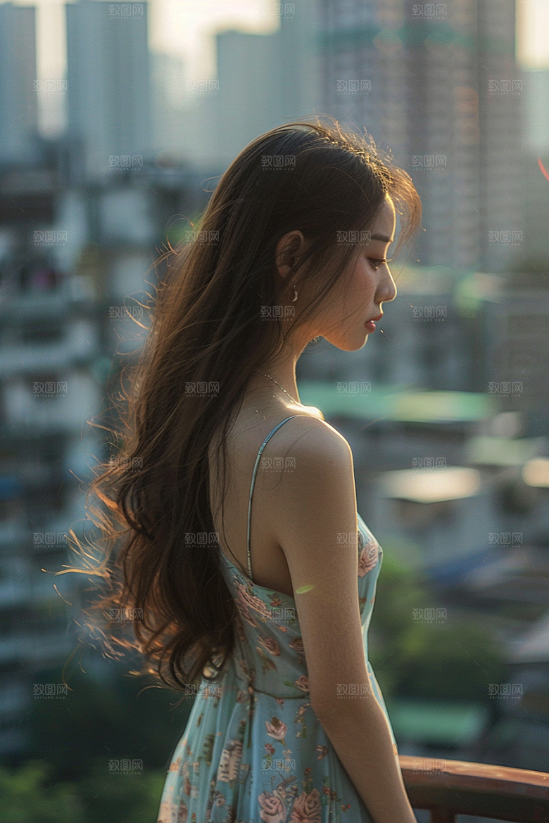 女生旅行背影自然高清摄影图
