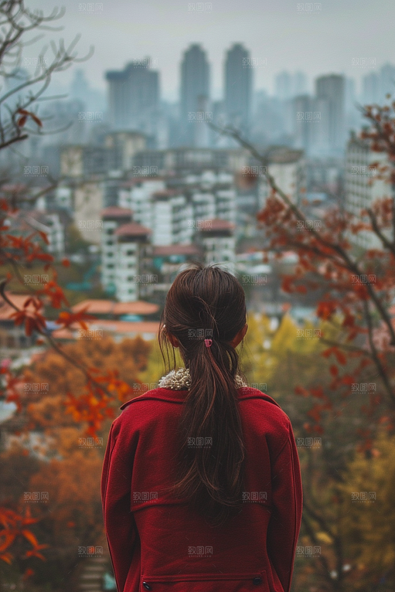 女生旅行背影探险唯美摄影图