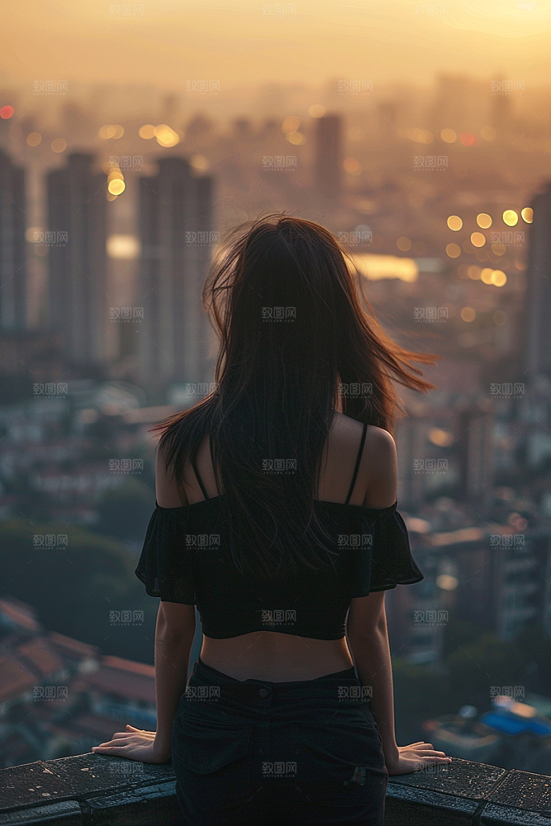 女生旅行背影辽阔人物摄影图