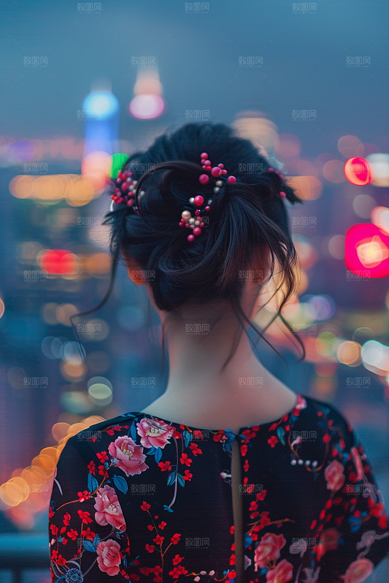 女生旅行背影自由行唯美摄影图