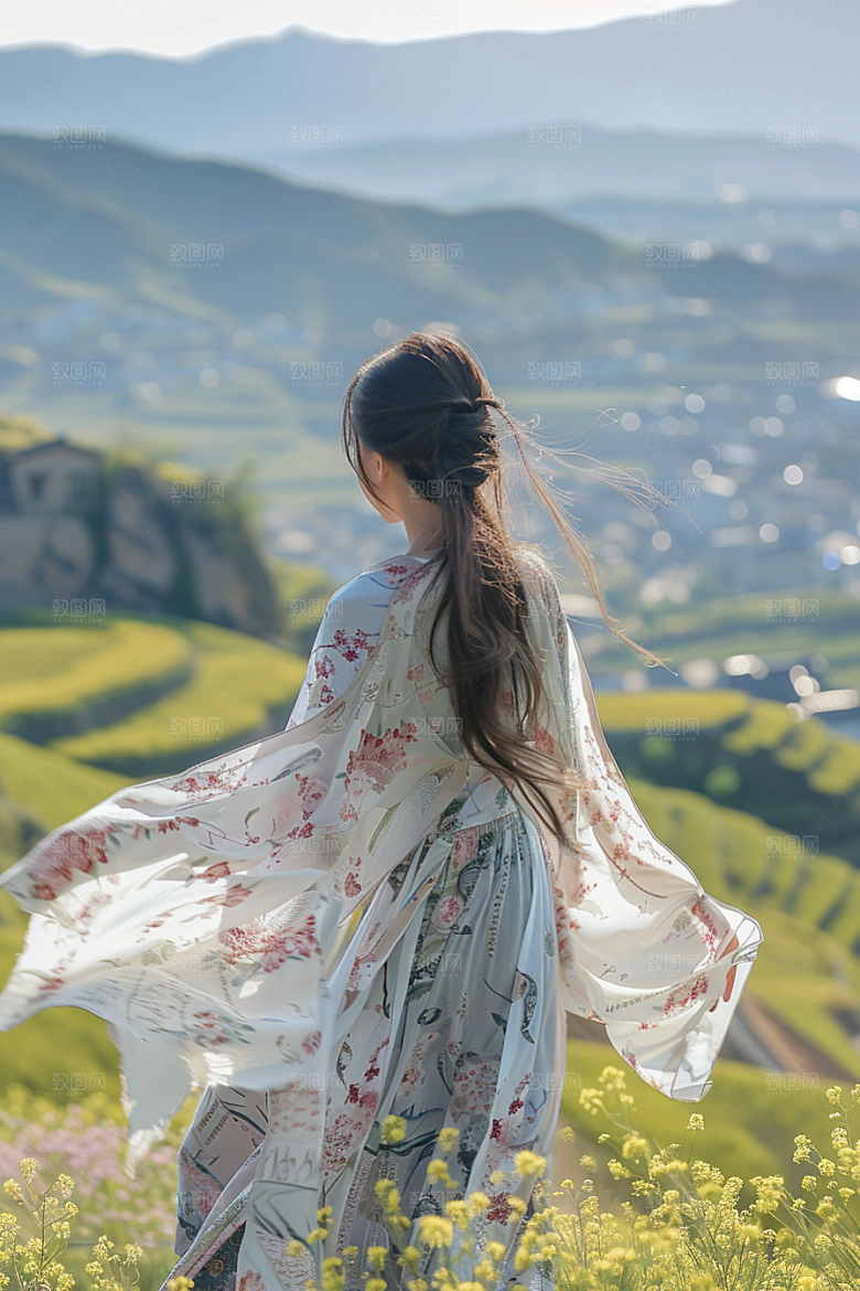 女生旅行背影旅游高清摄影图