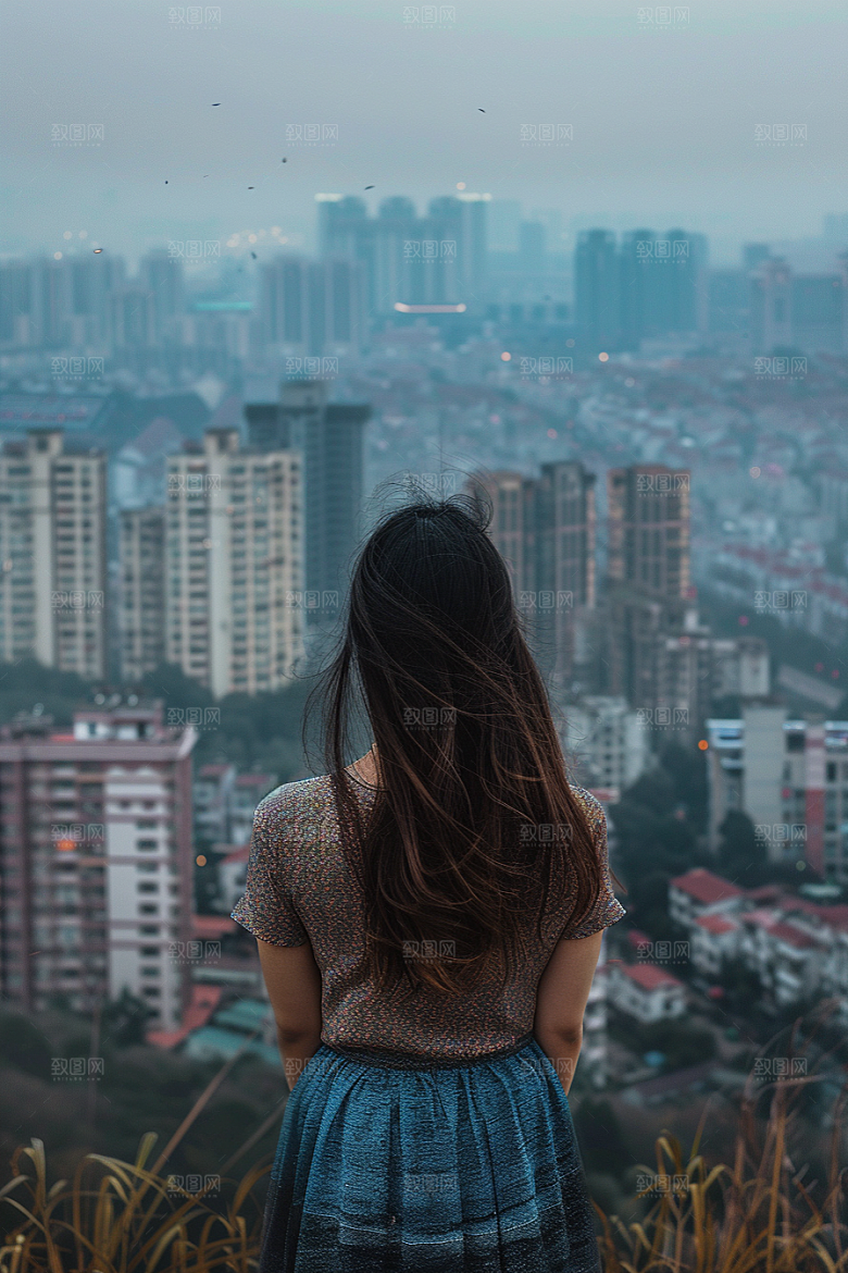女生旅行背影旅游唯美摄影图