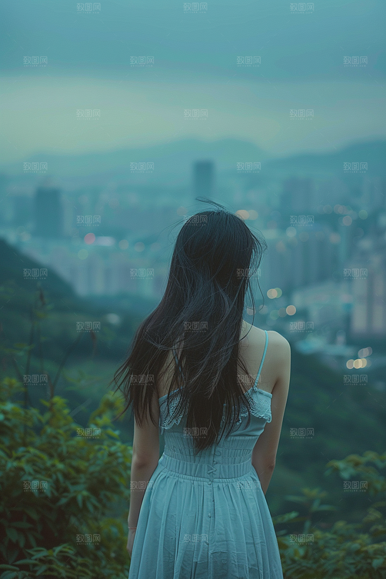女生旅行背影高清旅游摄影图