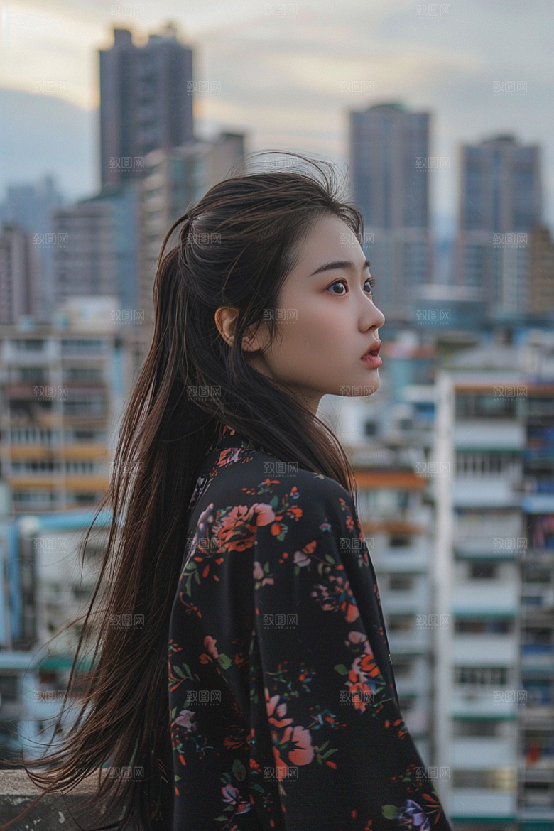 女生旅行背影自由行唯美摄影图