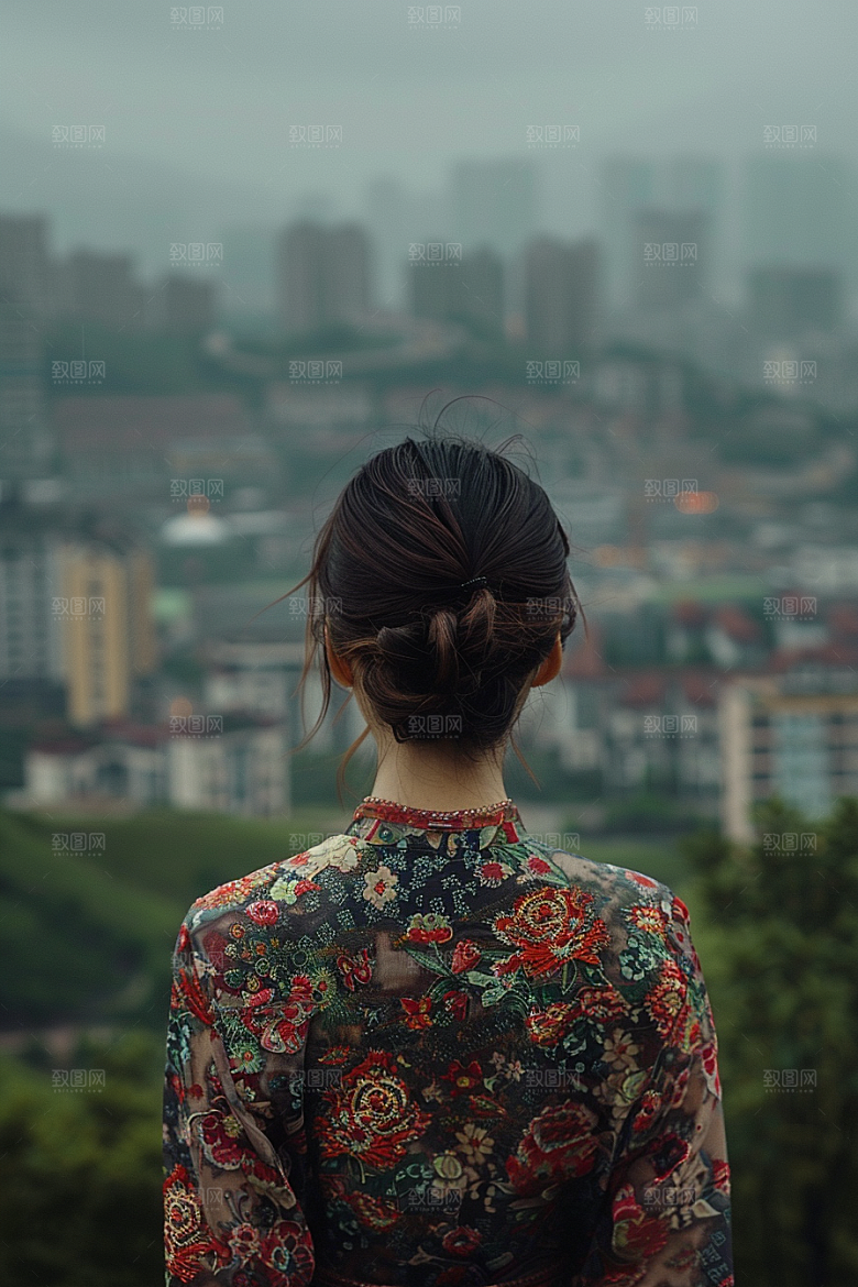 女生旅行背影辽阔旅游摄影图