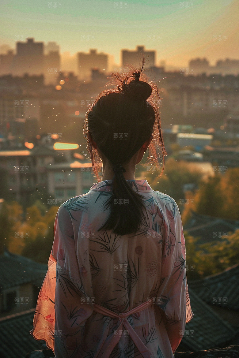 女生旅行背影探险高清摄影图