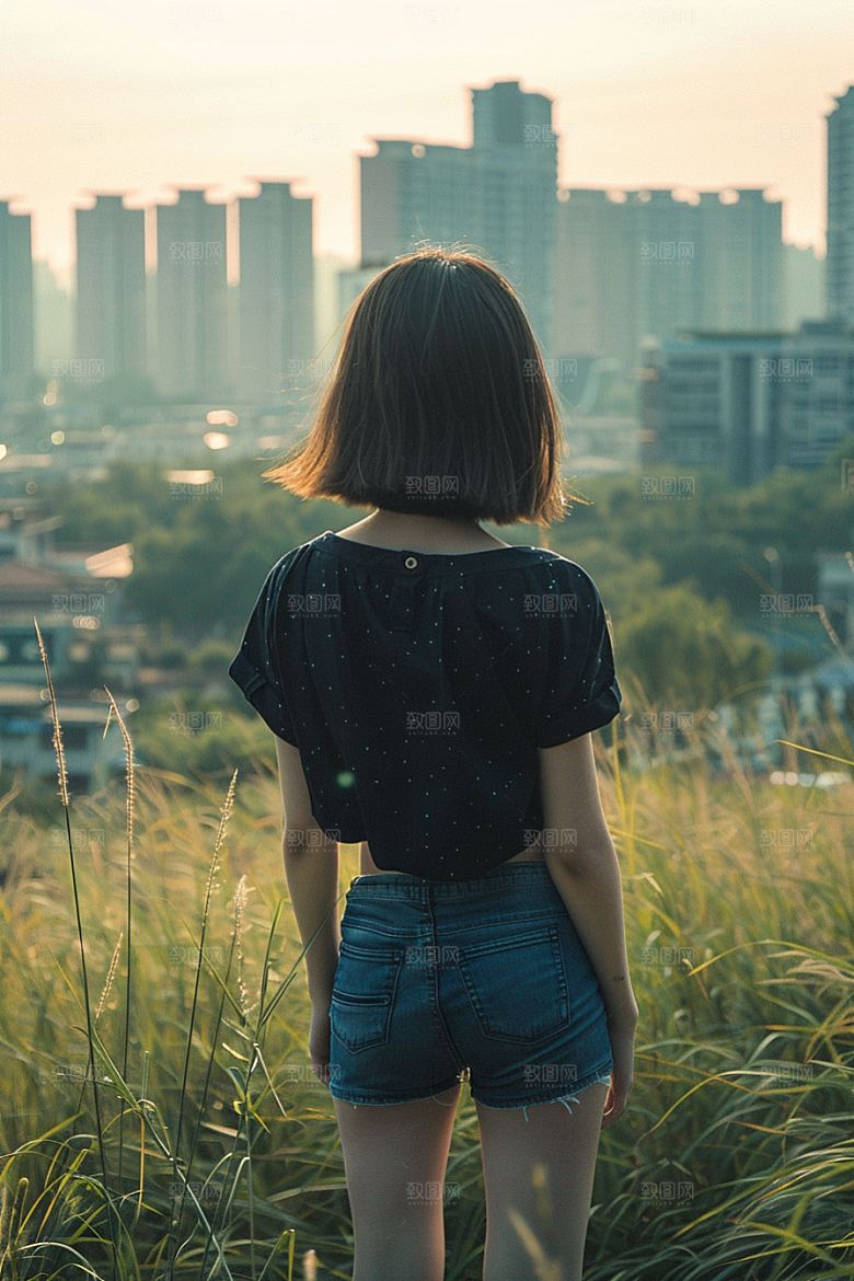 女生旅行背影自由行旅游摄影图