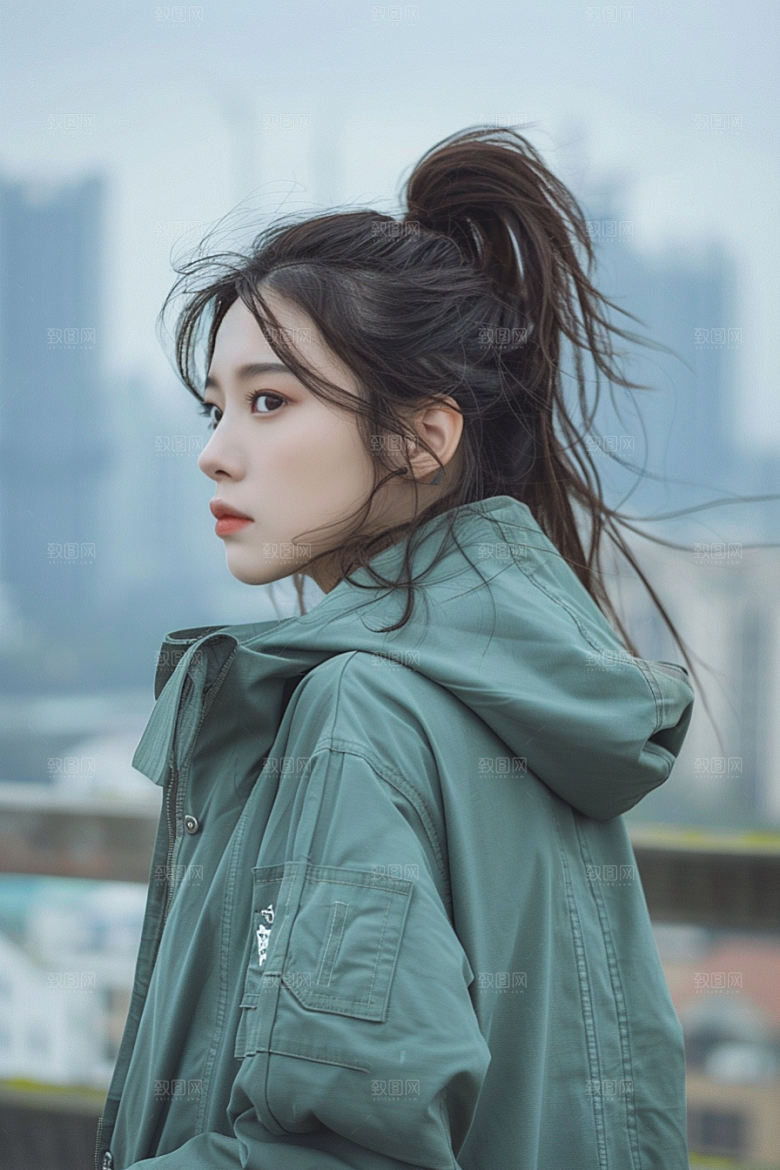 女生旅行背影辽阔自由行摄影图