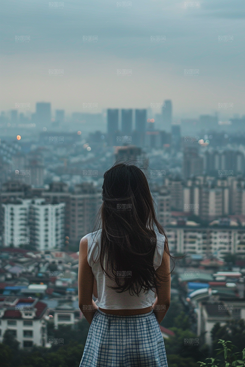 女生旅行背影辽阔高清摄影图