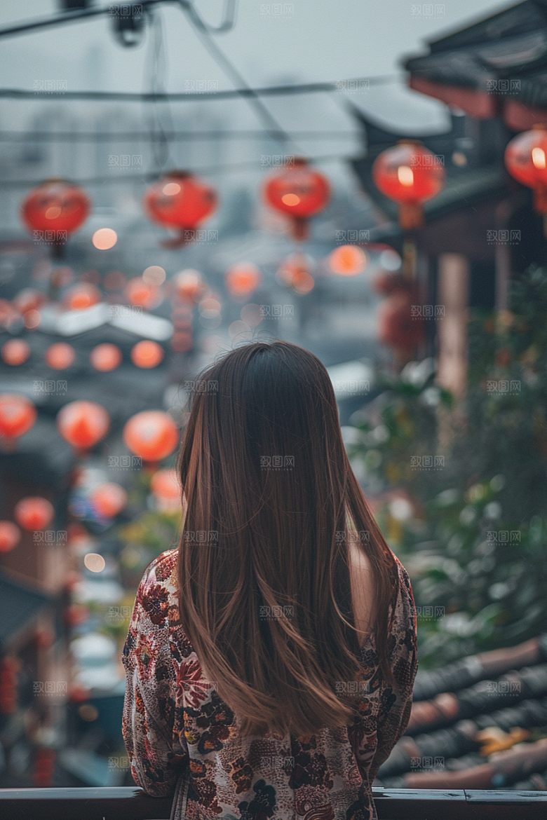 女生旅行背影高清辽阔摄影图