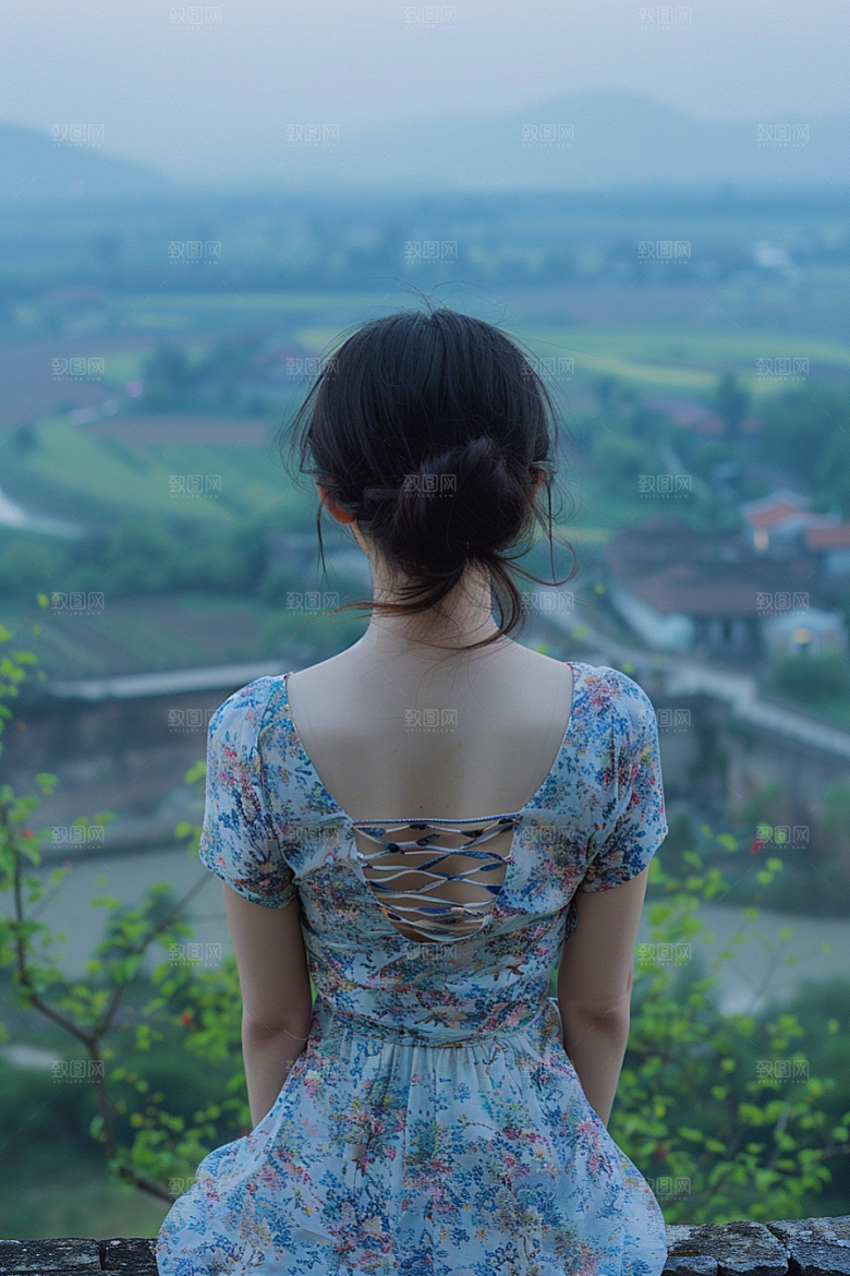 女生旅行背影户外人物摄影图