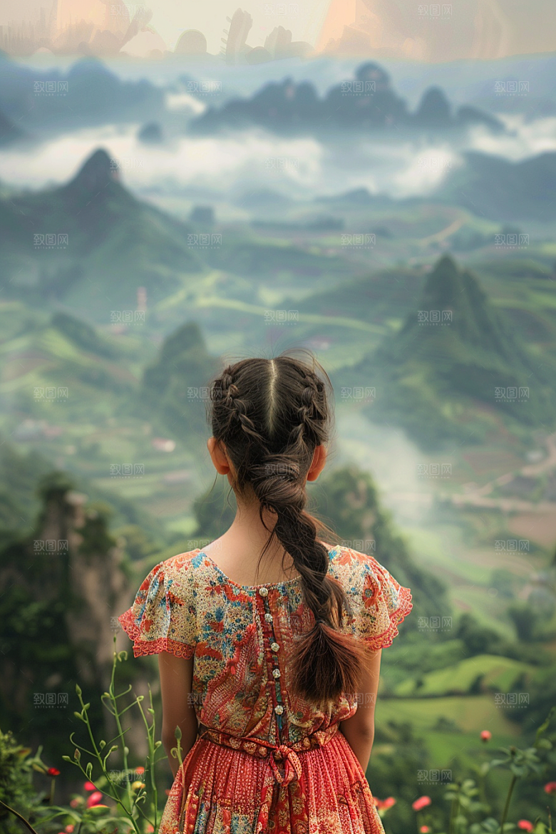 女生旅行背影自然人物摄影图