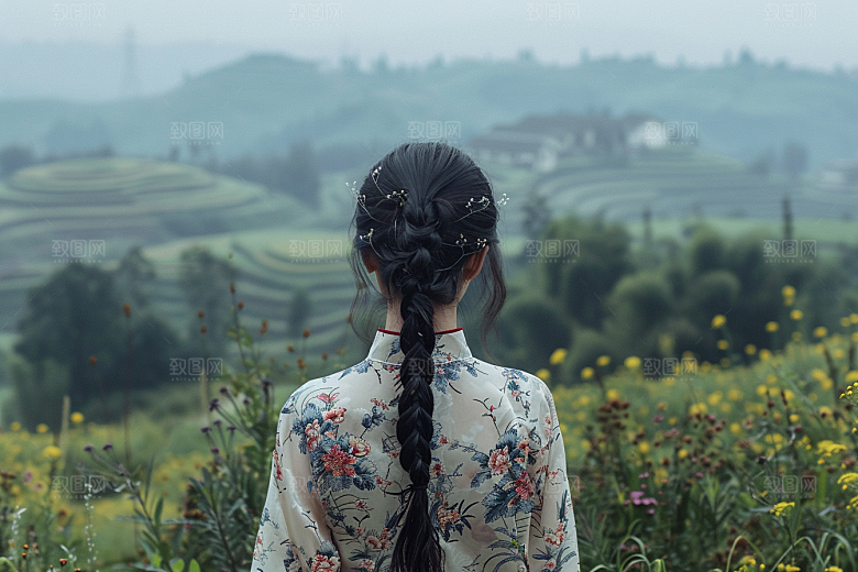 女生旅行背影辽阔旅游摄影图