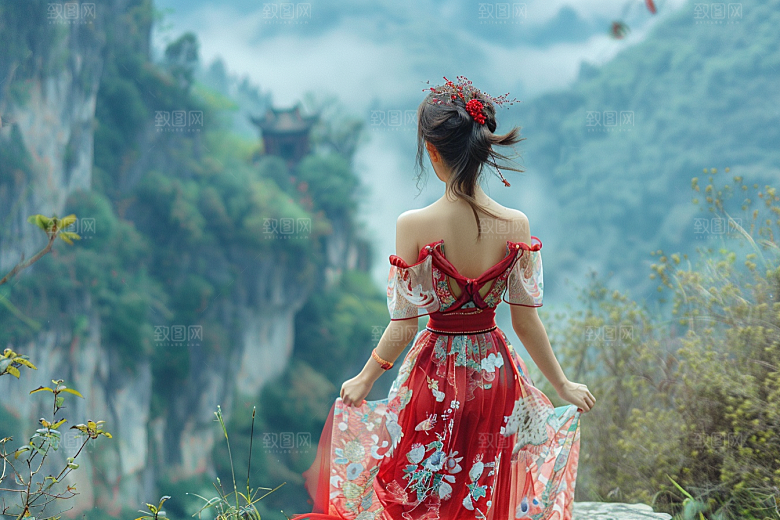 女生旅行背影辽阔旅游摄影图