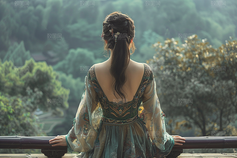 女生旅行背影旅游户外摄影图