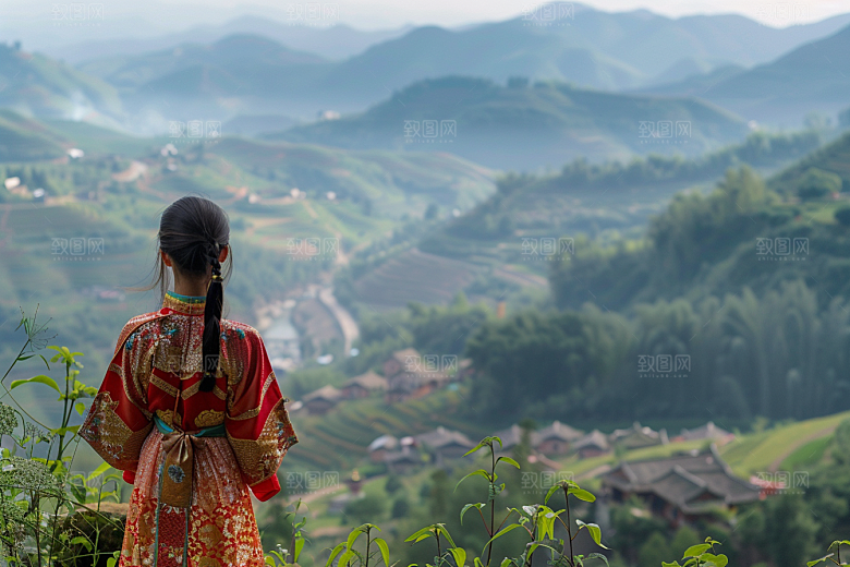 女生旅行背影自由行旅游摄影图