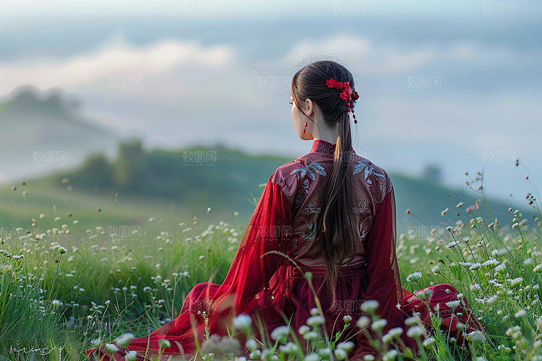 女生旅行背影户外高清摄影图