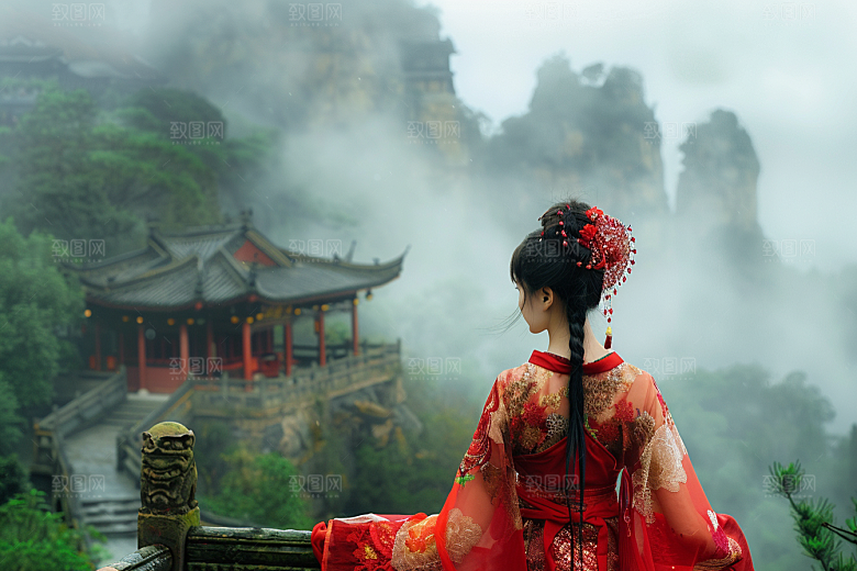 女生旅行背影自然徒步摄影图