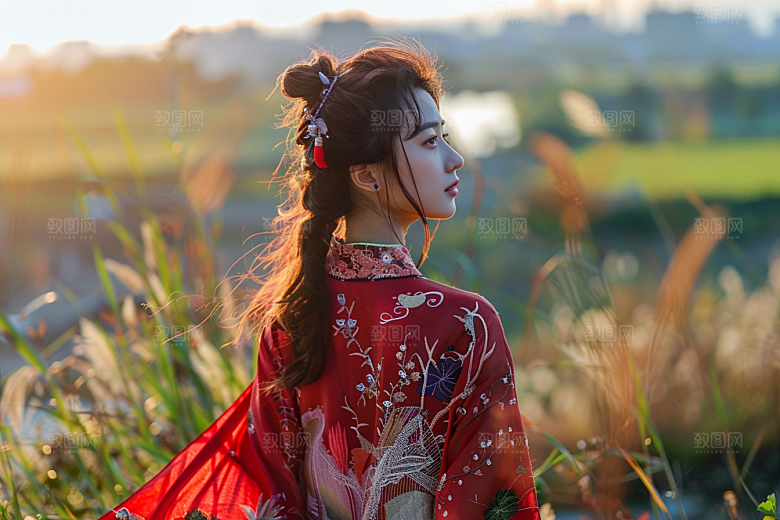 女生旅行背影探险高清摄影图
