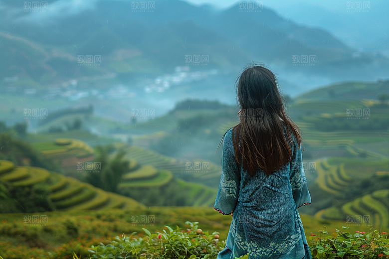 女生旅行背影自然人物摄影图