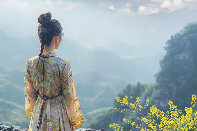 女生旅行背影高清旅游摄影图
