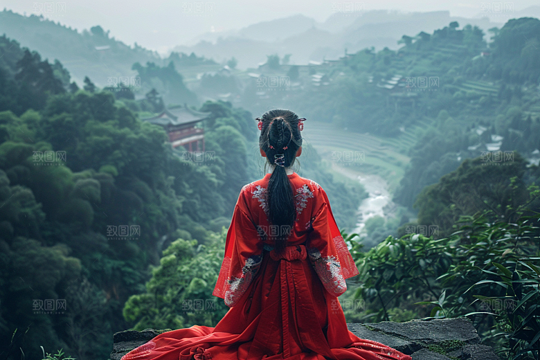 女生旅行背影徒步人物摄影图