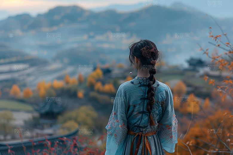 女生旅行背影唯美自由行摄影图