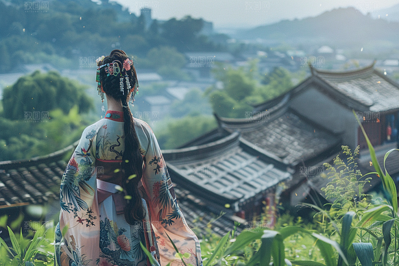 女生旅行背影唯美自由行摄影图