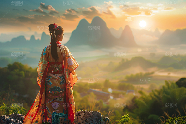 女生旅行背影高清风光摄影图